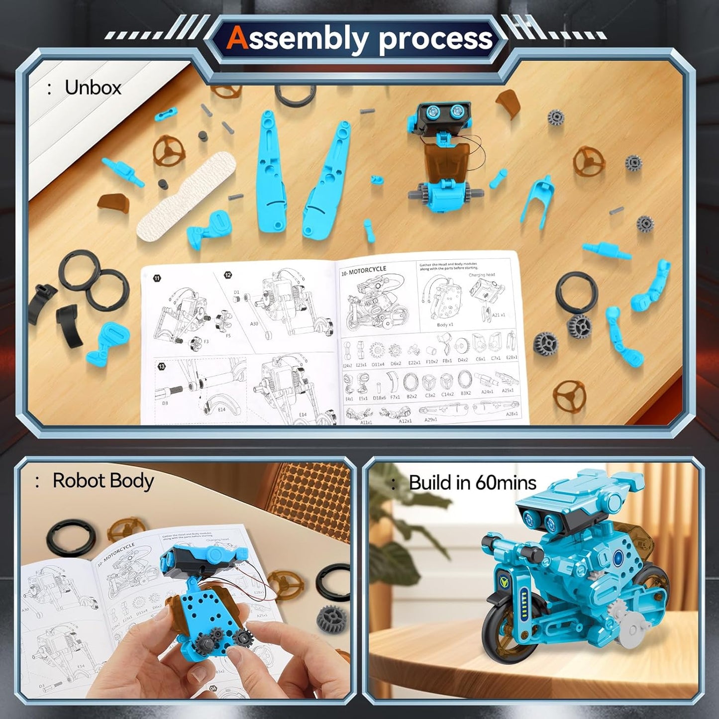 Jiakora 12-in-1 STEM Robot Kit Toys for Kids 8-12 12-16, DIY Robot Building Educational STEM Science Kits for Kids Age 8-12 12-16, 8 9 10 11 12 13 14 15 16 Year Old Boy Birthday Gifts