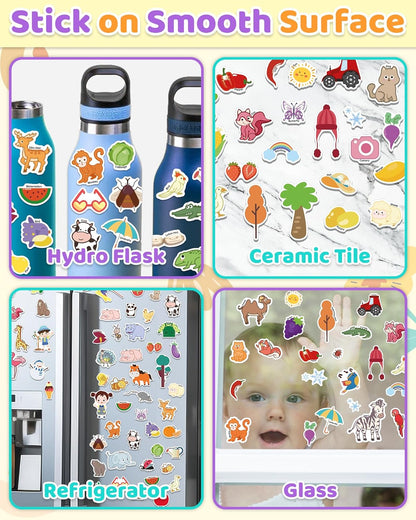 Benresive Reusable Sticker Book for Toddlers, Stickers for Kids, Travel Toys for Arts & Crafts Activities, Birthday Gift for Boys & Girls, Animals Dinosaurs Insects Themes
