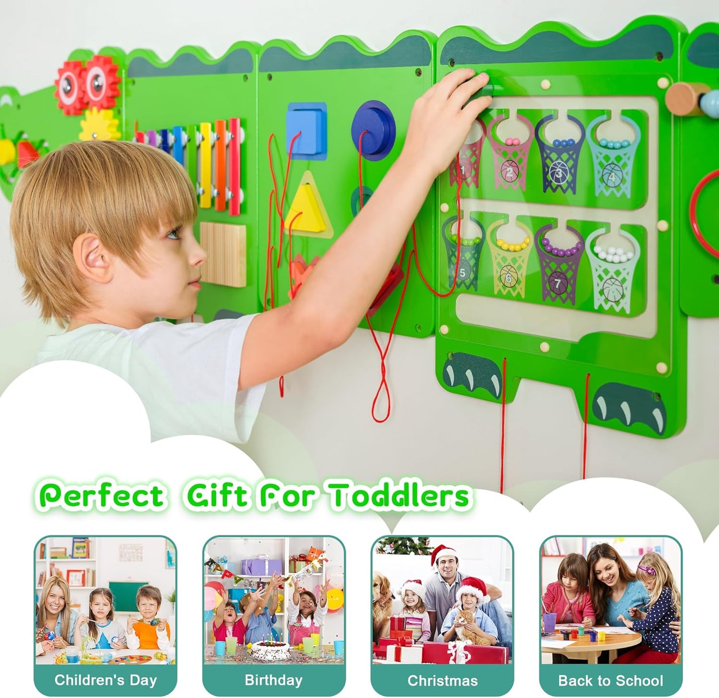 Spacocld Rocket Activity Wall Busy Board Panels - Sensory Wall Panel for Kids, Montessori Toddler Wall Activity Board(5PCS)
