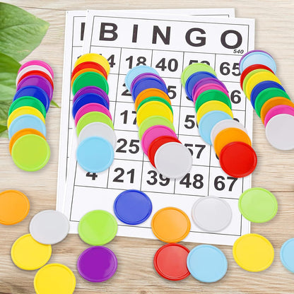 500 Pieces Plastic Poker Chips, Poker Card Game Chips Bulk, Counting Discs Markers for Learning Math Counting, Game Play, 37mm/10 Colors