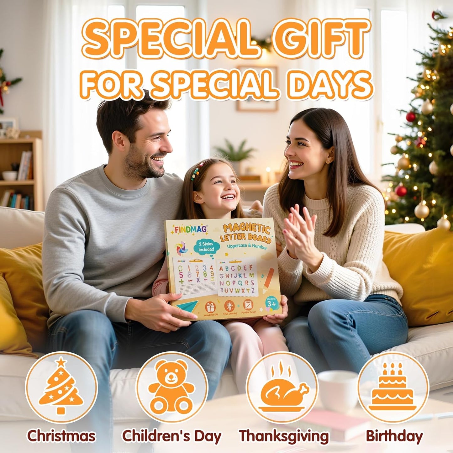 FINDMAG Magnetic Letter Board, Dual Sided ABC Education Board Writing Practice for Toddler, Erasable Educational Tool for Kids, Reusable Learning Toys, Back to School Supplies Road Trip Essentials