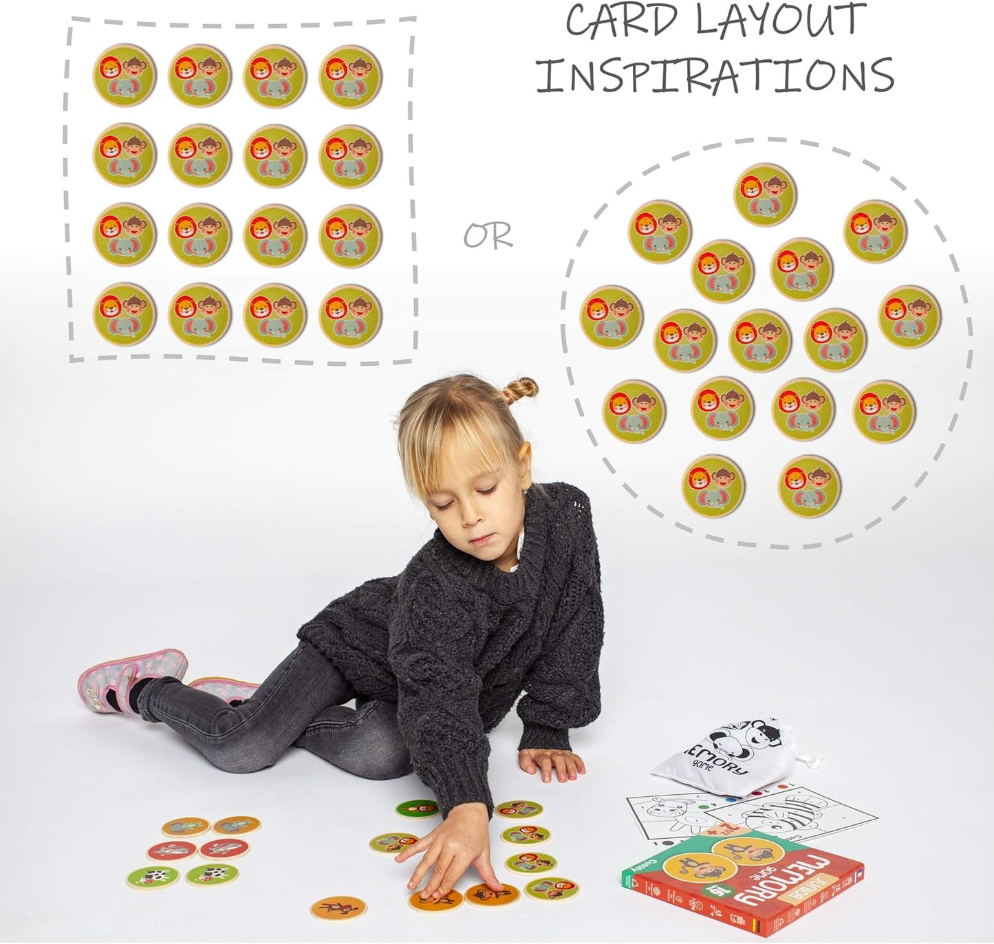 Montessori-Inspired Wooden Matching Game for Toddlers 2-4 Years - Durable, Scratch-Resistant 36 Card Set, Includes Carry Bag - Memory Game for Toddlers 2-4 Years - Cognitive Verbal Skills Development