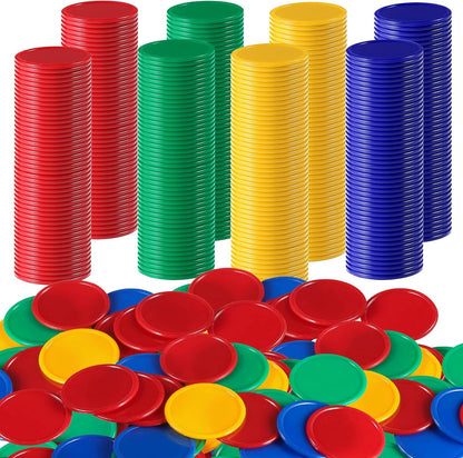 Coopay 1 1/2 Inches Plastic Poker Chips Learning Counters Disks Bingo Chip Counting Discs Markers for Math Practice and Poker Card Game Tokens, Teaching Rewards, 200 Pieces (White)
