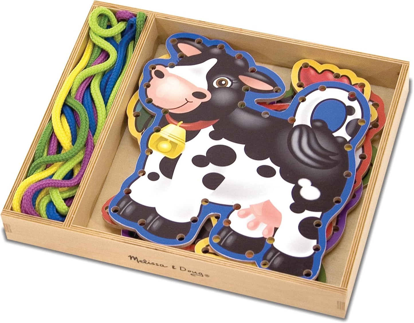 Melissa & Doug Lace and Trace Activity Set: 5 Wooden Panels and 5 Matching Laces - Farm