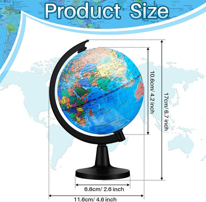 Meooeck 12 Pcs World Globe with Stand 4.6 Inch Geographic World Globe Bulk for Kids Students Learning Educational Classroom Desk Table Decoration, Blue