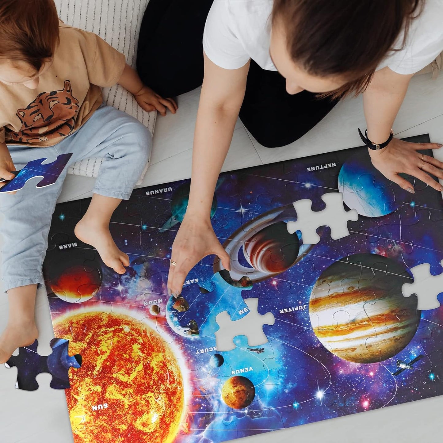 Jumbo Floor Puzzle for Kids,World Map Jigsaw Geography Puzzles,48 Piece Globe Atlas Puzzle with Continents,United States Puzzle for Ages 3-5,Preschool Learning Toys Easter Gift for 4-8 Years Old