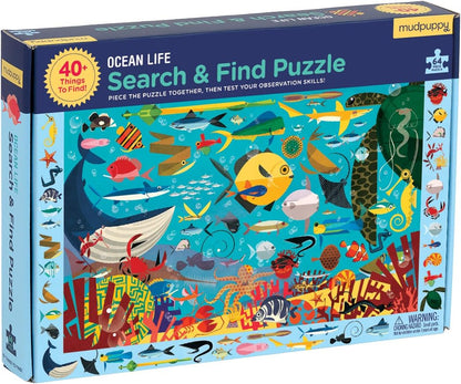 Mudpuppy Arctic Life Search & Find Puzzle, 64 Pieces, 23”x15.5” – For Kids Age 4-7 - Colorful Illustrations of Animals, Fish, Birds Living in the Arctic – Complete Puzzle to Find 40+ Hidden Images