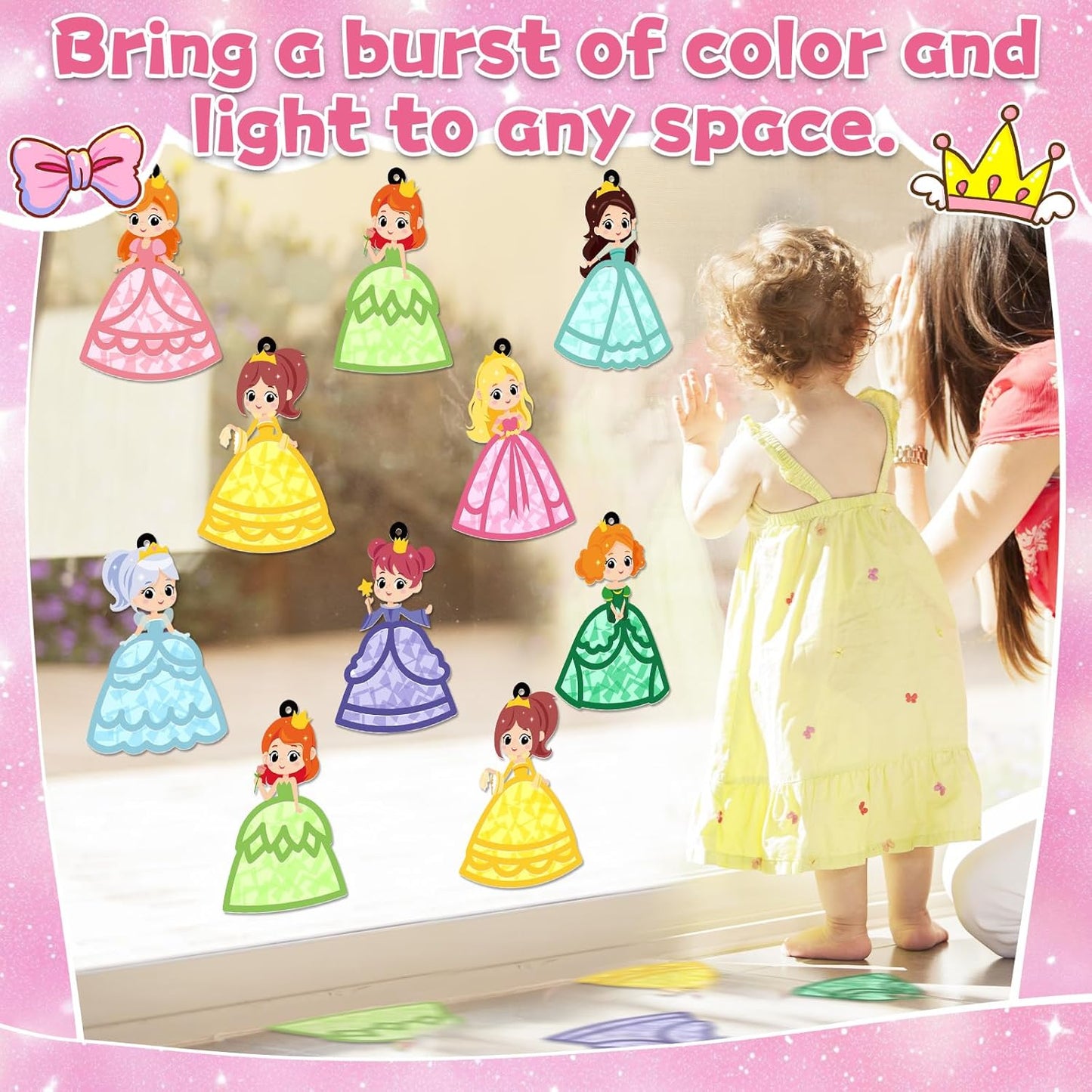 32 Sets Outer Space Suncatchers Craft Kit DIY Window Stained Glass Effect Planet Astronaut Alien Paper Crafts Home School Classroom Decoration Kid Birthday Gift Creative Art Project Activity Game - Colors A