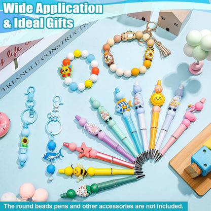 Ferreve 16 Pcs 3D Sports Football Beads Silicone Focal Beads for Keychain Making Pens for Beadable Keychain DIY Crafts Necklace Bracelet Phone Chain Charms Jewelry Making