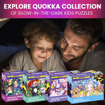 QUOKKA Puzzles for Kids Ages 4-6 - Set of 4x60 Jigsaw Puzzles for Toddlers 3-5 - Unicorn Princess Animals Toys for Children 6-8 yo - Gift Educational Game for Boys & Girls