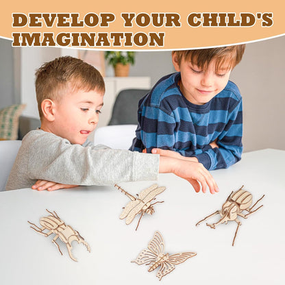3D Wooden Puzzles for Kids, 8 Pcs Animal Assembly Model Wood Arts and Craft Puzzles Set, No-Glue DIY Delicate Pendant STEM Toys for Boys Girls Ages 6+, Educational Birthday Gift, Party Favors