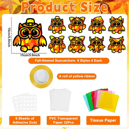 32 Sets Outer Space Suncatchers Craft Kit DIY Window Stained Glass Effect Planet Astronaut Alien Paper Crafts Home School Classroom Decoration Kid Birthday Gift Creative Art Project Activity Game - Colors B