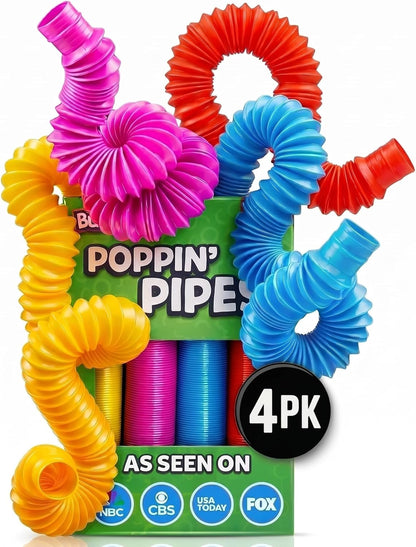 BUNMO Pop Tubes - Sensory Toys - Toddler Toys - Imaginative Play & Stimulating Creative Learning - Hours of Fun for Kids - Tons of Ways to Play - Non-Mouthable Toy 3+ - 6 Pack Medium