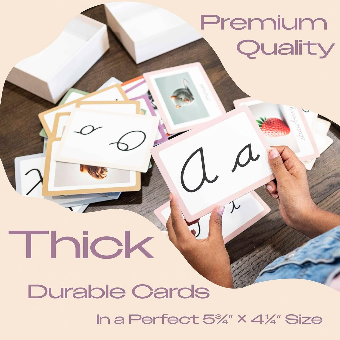 Phonics Cursive Alphabet Flash Cards by Maritas - Durable, Thick & Vibrant - A Must-Have for Preschool, Homeschool & Classroom Learning -Ages 3+
