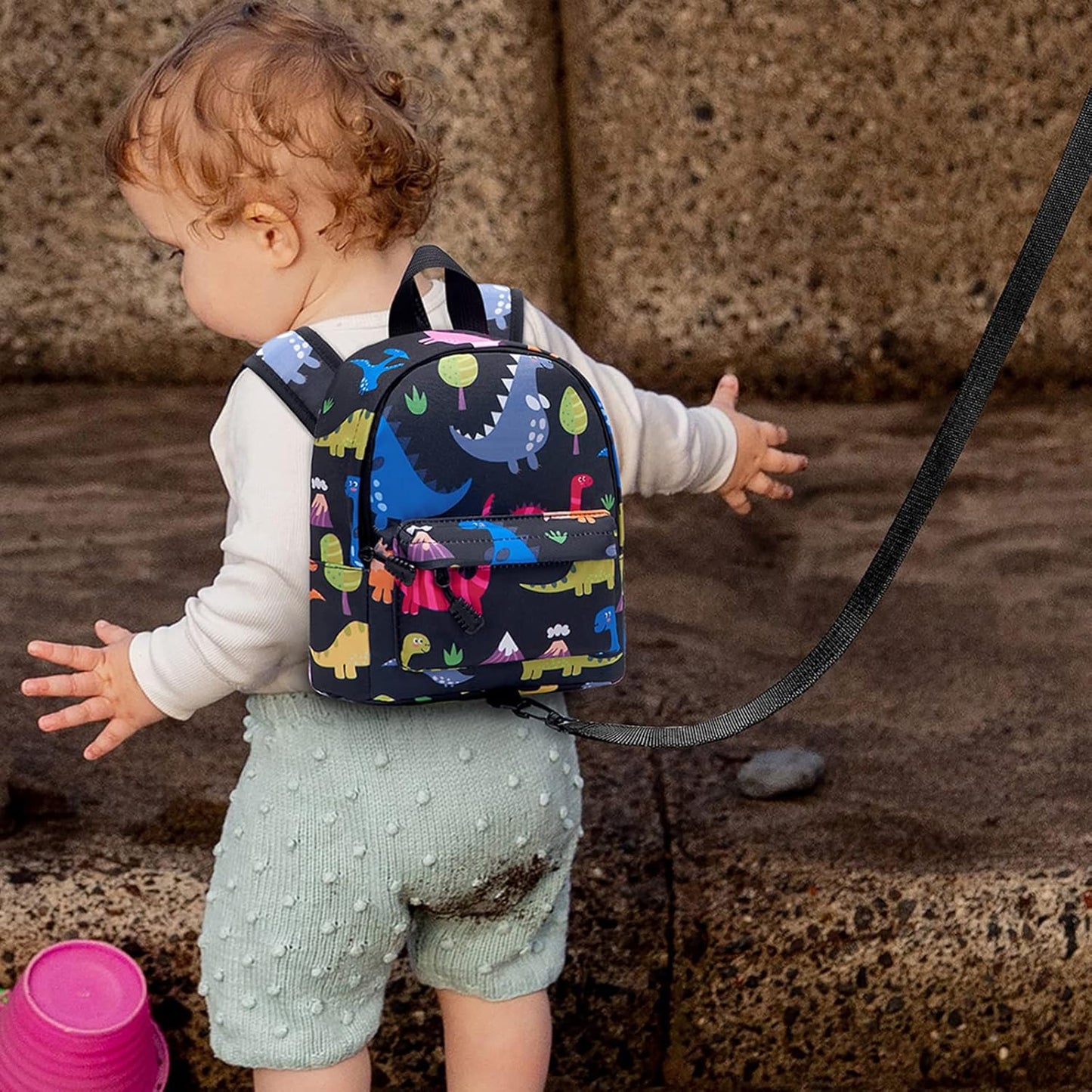Accmor Toddler Backpack Leash with Anti Lost Wrist Link, Cute Mini Child Walking Harnesses Keep Kids Close Back Pack Rope Tether Rein for Baby Boys (Pink/Unicorn)