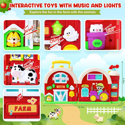 Montessori Farm Busy Board, Motor Skills Developmental Toys for 1 2 Year Old Boy Girl Gifts, Early Educational Toy for Toddlers 1-3, Christmas Birthday Gift for 12-18 Months, Sensory Board Toy for 1+