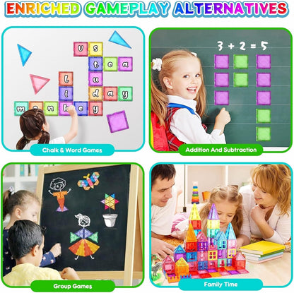 NVHH 100PCS Magnetic Tiles Blocks for Kids Ages 3-5 4-8,STEM Learning Educational Preschool Magnet Building Toys for Toddlers,Christmas Birthday Gifts Toys for 3 4 5 6 7 8+ Year Old Boys Girls