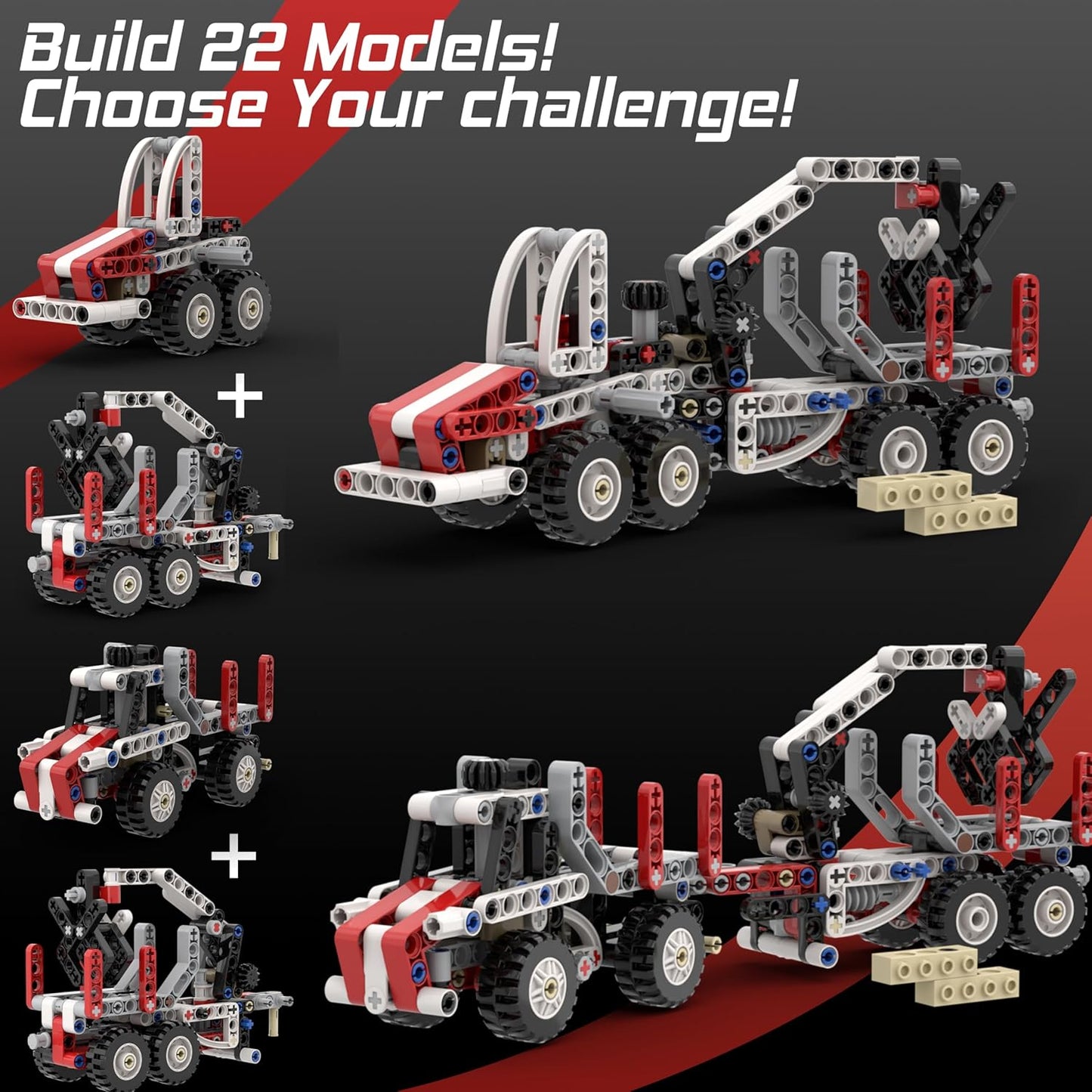 298 Pcs Technic-Parts-Set Axles-Gears-Pins-Beams-Bricks-Arms-Connectors-Wheels-Tires Compatible with Major Brand Building-Block MOC-Toy-Creations