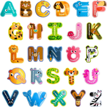EHR Magnetic Letters, Colorful ABC Animal Alphabet Fridge Magnets, Suitable for Toddlers Aged 3 4 5 (Uppercase Letter)