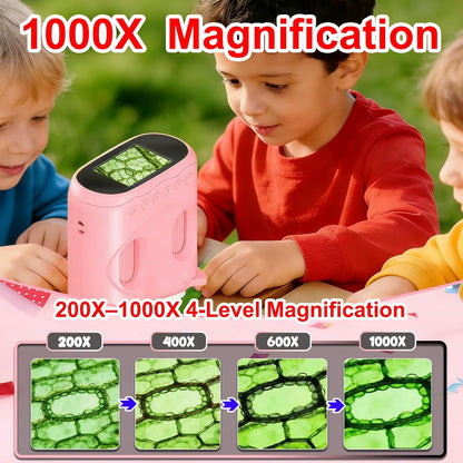 1000X Handheld Digital Microscope for Kids & Binoculars, 2 in 1 Pocket Microscope with 2.0" IPS Screen, USB Rechargeable STEM Educational Toy, Science Kit Birthday Gift for Boys Girls Ages 4-12