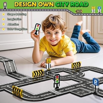 104 PCS Magnetic Tiles Road Set, STEM Construction Toys for Kids Ages 3-5 5-7 4-8, Magnet Building Blocks for Toddler Toys Games, Christmas Birthday Gifts for 3+ Year Old Boys Girls