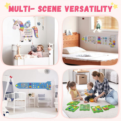 Spacocld Rocket Activity Wall Busy Board Panels - Sensory Wall Panel for Kids, Montessori Toddler Wall Activity Board(5PCS)