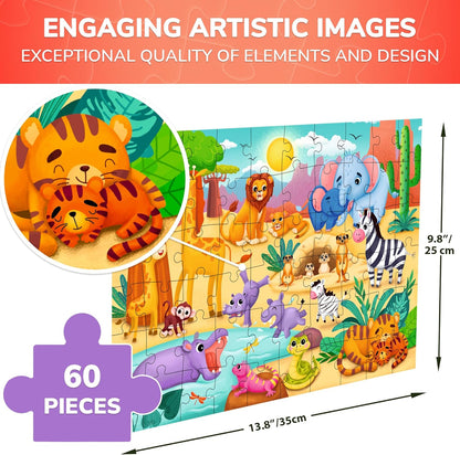 QUOKKA Puzzles for Kids Ages 4-6 – 60 Piece Jigsaw Puzzles for Toddlers Ages 3-5 with Unicorns – Quiet Time Toy for Preschoolers 2-4 – FSC Certified Educational Learning Game for Boys and Girls