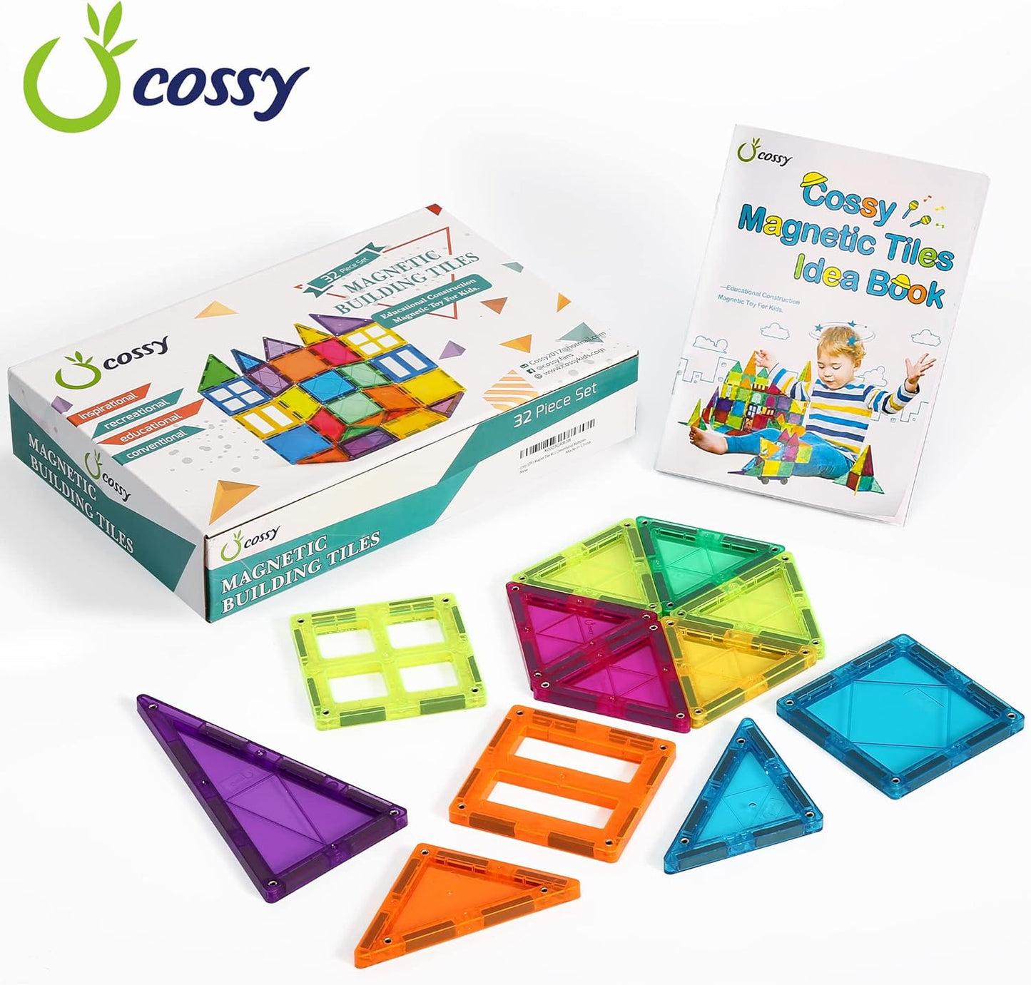 cossy 60 Pcs Magnet Tiles Magnetic 3D Building Blocks Set Educational Construction Toys for 3+ Year Kids with Stronger Magnets, Rivets-Fastened, Educational,Recreational, Conventional