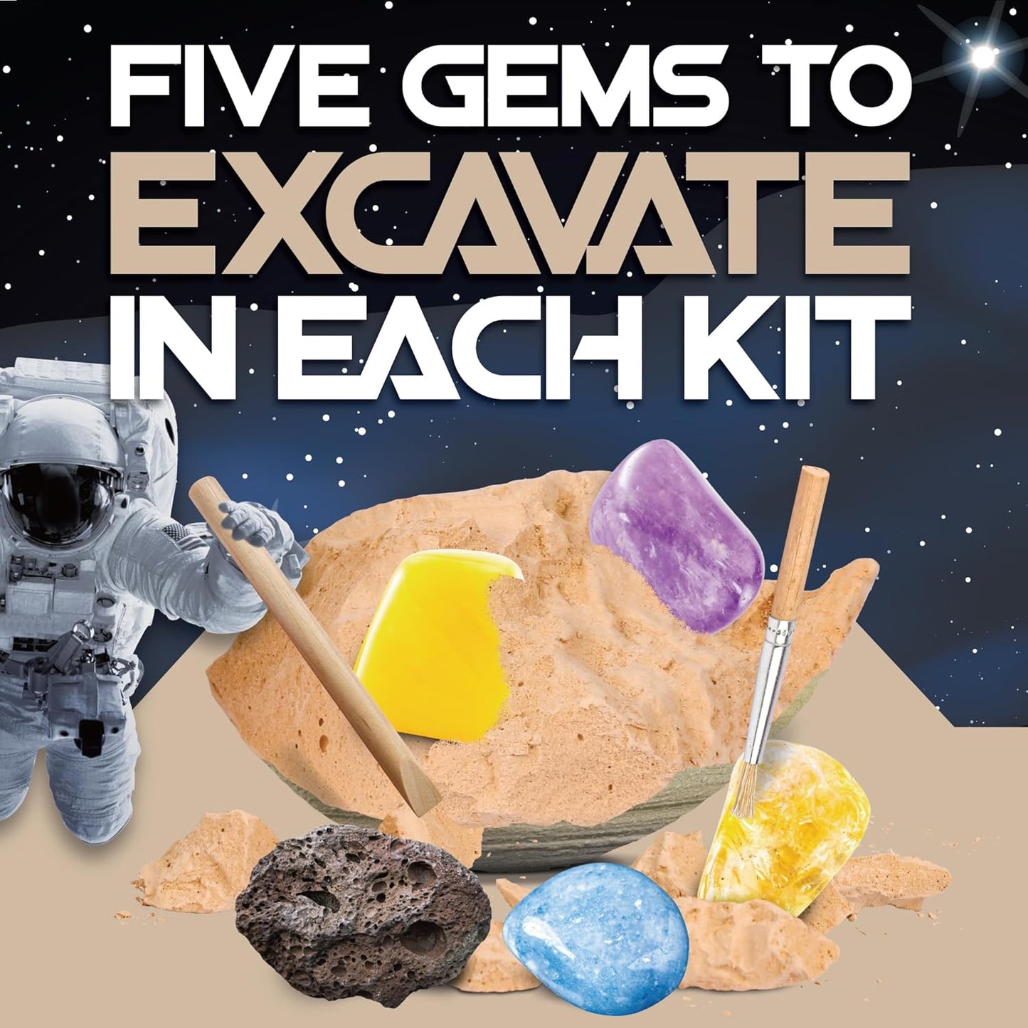 Cosmic Dig Kit by Big Discoveries - Explore The Planets of The Solar System with Gem & Fossil Excavation Kits for Kids | STEM Toy Science Dig Kits with Gemstones for Boys and Girls