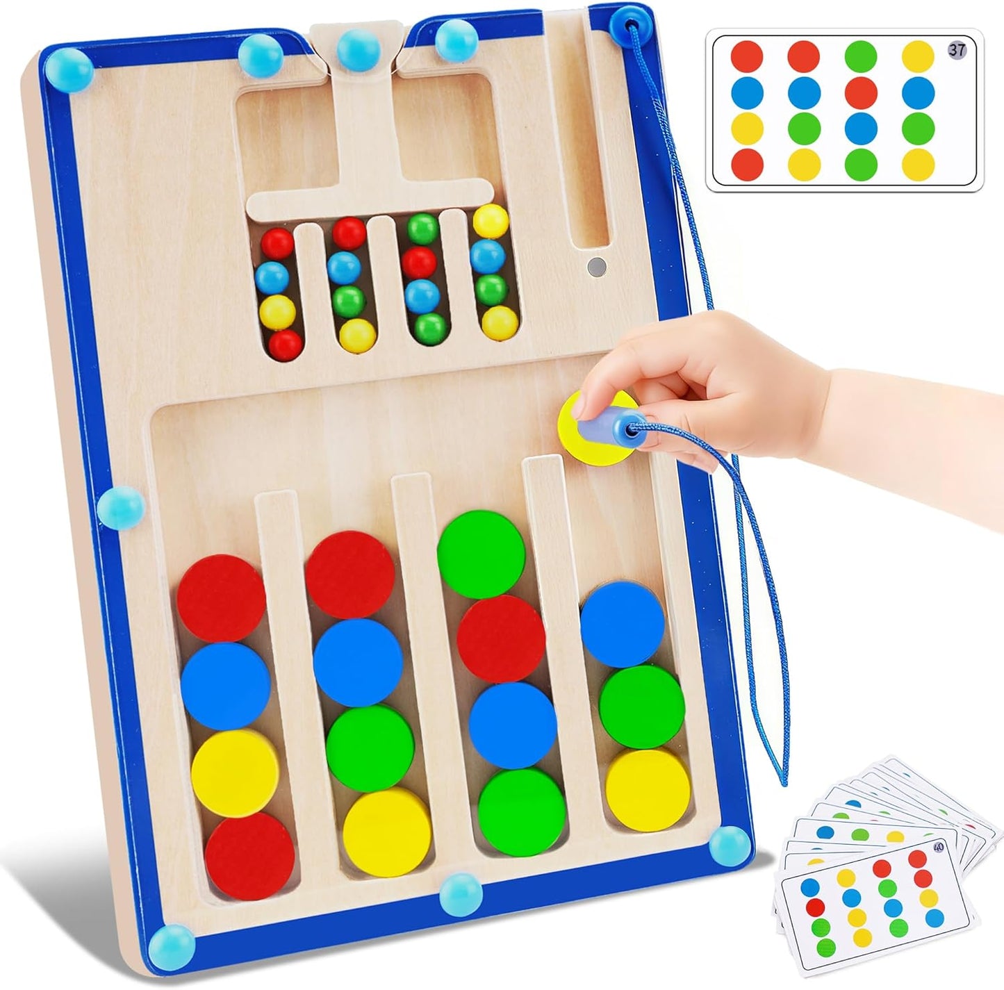 FCSONU Kids Magnetic Color Matching Puzzle Board Toys, Toddler Montessori Toys for 3 4 5 6 Years Old Boy Girls Birthday Gifts, Wooden Sensory Autistic Puzzle Maze Game Age 3-6, Preschool Activities