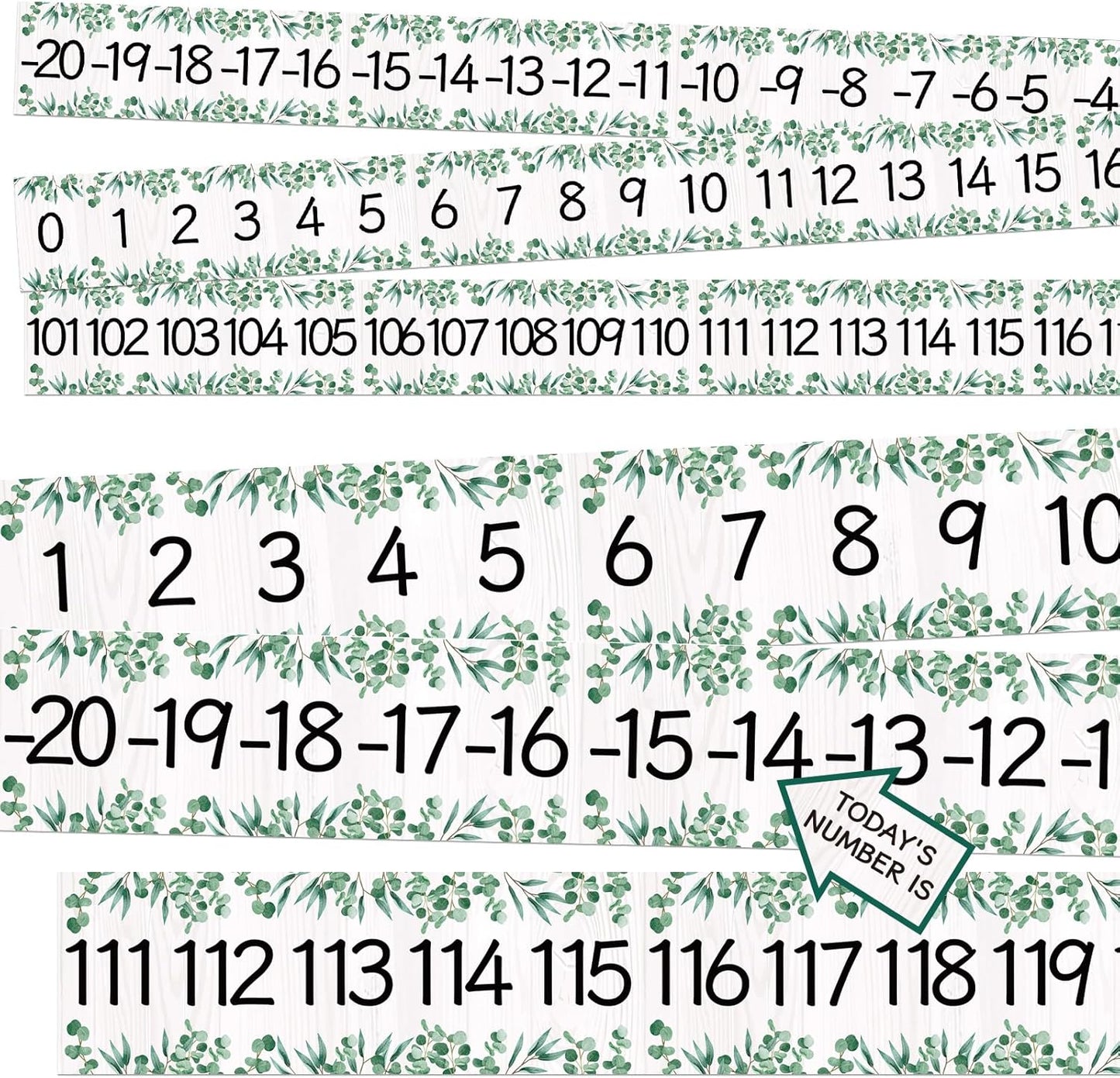 COCHIE Boho Number Line Bulletin Board Border - 20 to 120 Classroom Decorations for Wall Total 34ft, Math Number Lines Border Strips Learning Poster Supplies for Students, Teachers (Bohemian)