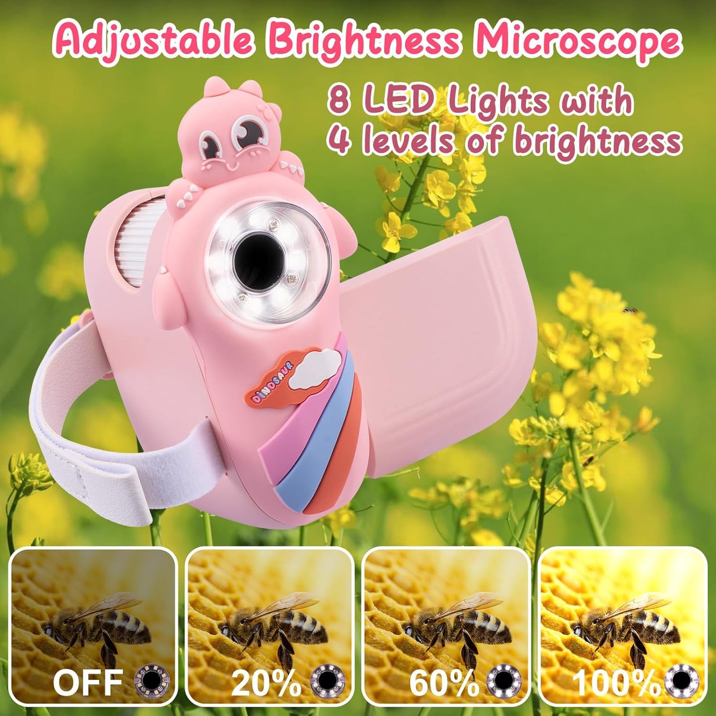 Digital Microscope with 2 Inch Screen Handheld Kids Microscope with Photo and Video Functions for 1000X Magnification Bug Gifts for Kids Collector Insects Ladybugs Jewelry Coins