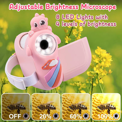 Digital Microscope with 2 Inch Screen Handheld Kids Microscope with Photo and Video Functions for 1000X Magnification Bug Gifts for Kids Collector Insects Ladybugs Jewelry Coins
