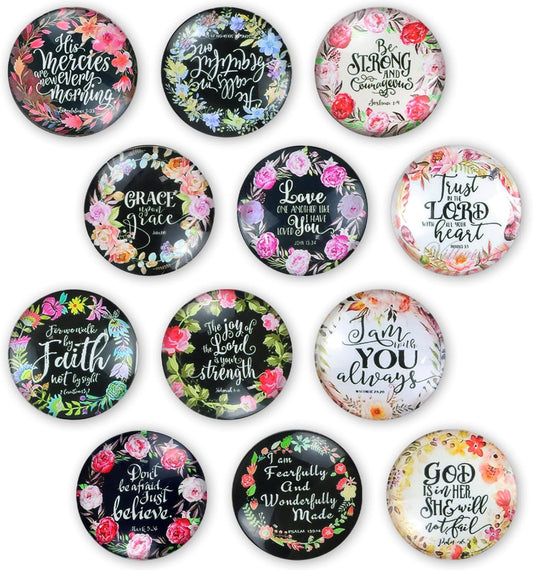 12Pcs Christian Magnets Inspiring Words Refrigerator Magnets with Bible Verses Refrigerator Magnets for Fridge Whiteboard Kitchen Bible Magnets Cute Decorative