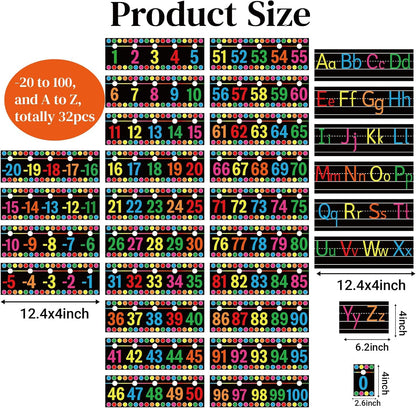 32Pcs A to Z Alphabet and -20-100 Number Cards Boho Bulletin Board Under The Sea Ocean Summer Sunflower Bee Theme Classroom Decorations Math Posters for Wall School Teacher Supplies (Sea Number)