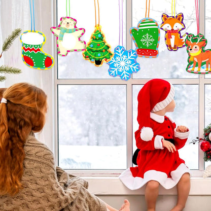 Winter Animal Lacing Cards 12 Packs Sewing Kits for Kids Christmas Cardboard Sewing Cards Lacing Games for Developing Imagination School Learning Activity Supplies Christmas Holiday Party Decorations