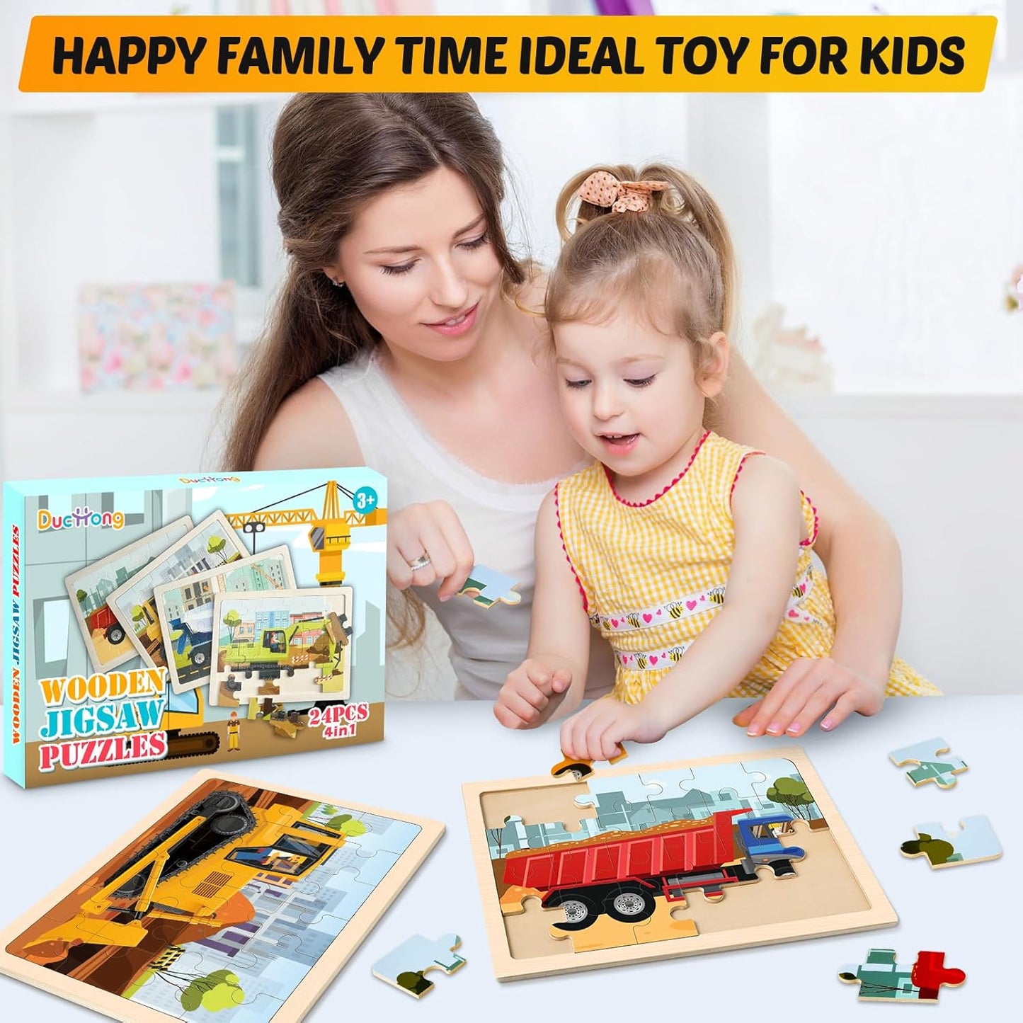 Puzzles for Kids Ages 4-6, 4 Packs Wooden Animals Jigsaw Puzzles for Toddlers Ages 3-5, Preschool Educational Puzzles Boards Toys Gifts for 3 4 5 6 Boys Girls