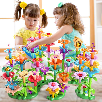 145 Pcs Toys for 3 Year Old Girl, Toddler Gardening Set Flower Garden Toy Girls Building Sets Best Educational Learning Fine DIY Crafts Stem Construction Stacking Kit for 3 4 5 6 7 Years Kids