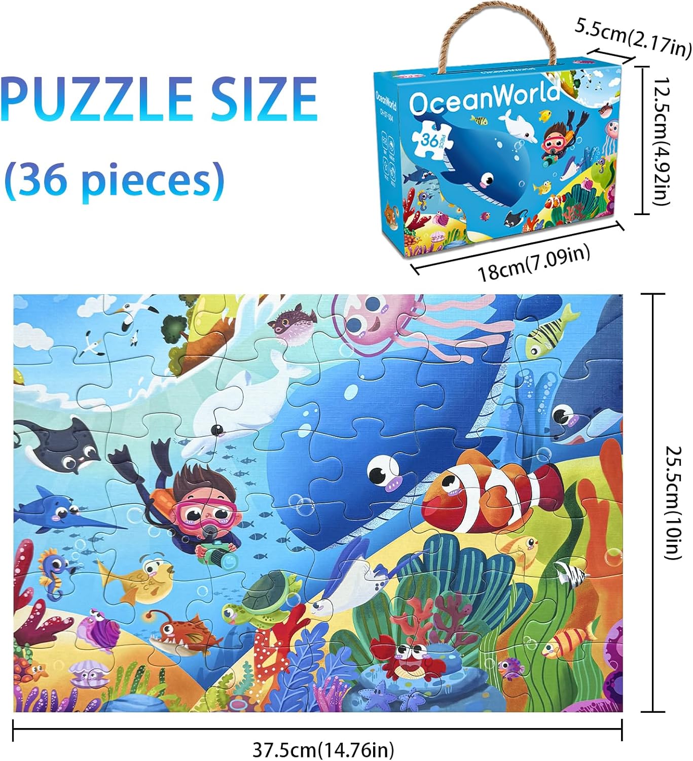 GIVEITALL Jigsaw Puzzles for Kids Ages 3-5 6-8 8-10 Year Old,Dog Planet Floor Puzzle 36 Pieces Enlightening Game Creative Gifts for Boys Girls (Dog)