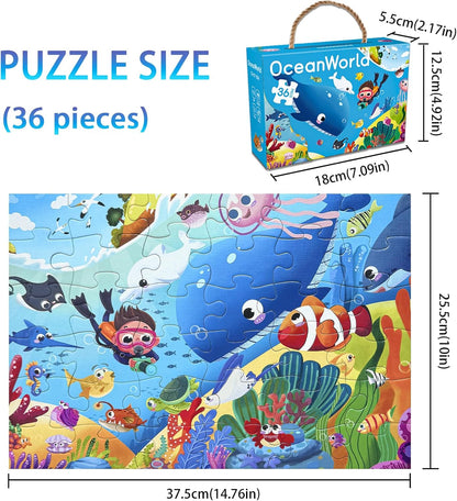 GIVEITALL Jigsaw Puzzles for Kids Ages 3-5 6-8 8-10 Year Old,Dog Planet Floor Puzzle 36 Pieces Enlightening Game Creative Gifts for Boys Girls (Dog)