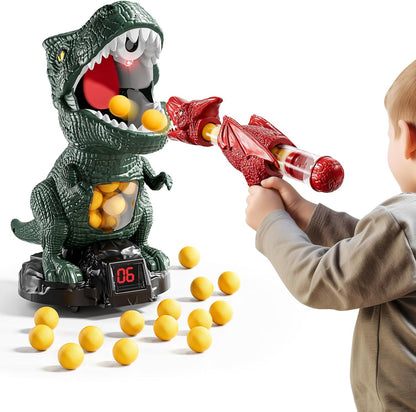 JUKUDAHU Dinosaur Shooting Boy Toys for Kids Age 3 4 5 6 7 8 - Moveable Shooting Game with Scoreboard, Light and Sound, 12 Foam Balls, Boy Toddler Toys 5-7 6-8 8-10, Competition Game Gifts (Green)