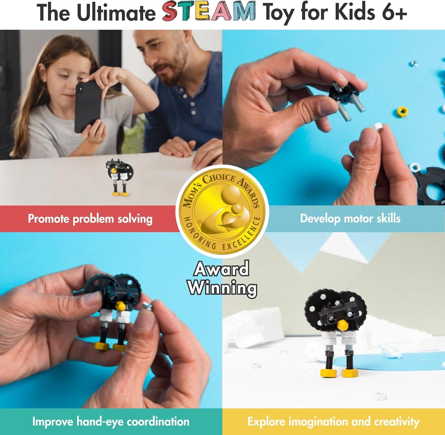 The OFFBITS Offbits Animal Kit - Pingubit, Penguin Model Size Kit with Super Tool + Online Community Unlocking Code, Black, Yellow, Grey, Small (Black Penguin)