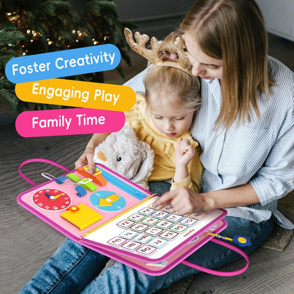 Freebear Busy Board Toddler Travel Toys Sensory Toys for Toddlers 1 2 3 4, Montessori Learning Toys for Toddlers Activities Board, Educational Toys for 3 4 Year Old Boys Girls Gift, Dinosaur