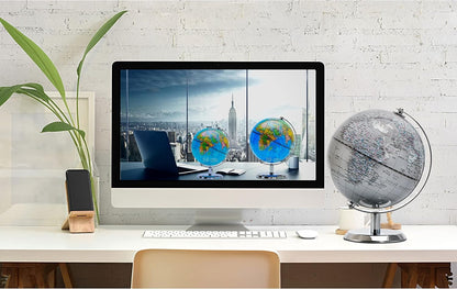 Political Globe Dia 5.5-inch / 14cm- Educational/Geographic - Stainless Steel Arc and Base - School, Home, and Office