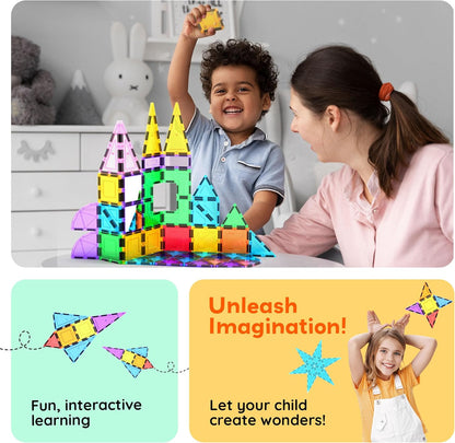 PicassoTiles Magnetic Building Block Set Geometry Shape Magnet Tiles Construction Toy STEM Learning Kit Educational Playset Playboard Pretend Play Stacking Blocks Child Brain Development PT16