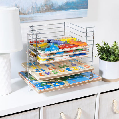 Melissa & Doug Puzzle Storage Rack - Wire Rack Holds 12 Puzzles