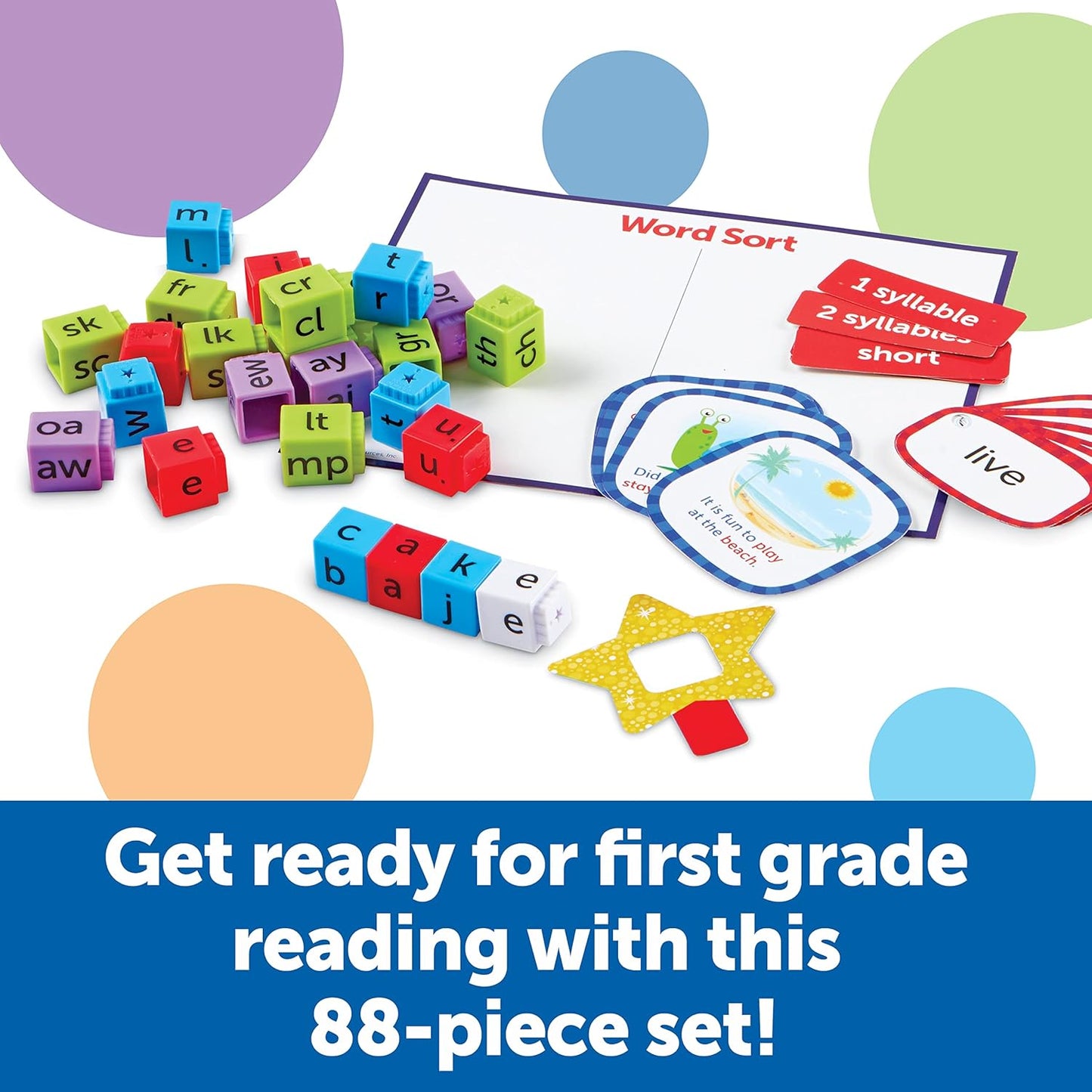 Learning Resources Skill Builders! Kindergarten Reading Activity Set - 122 Pieces, Ages 5+, Back to School Essential Materials, Homeschool Supplies
