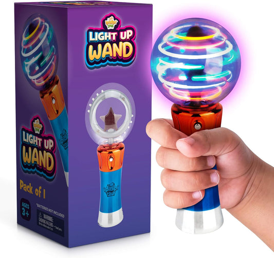 IPIDIPI TOYS Spinning Light Up Magic Wand for Kids, 2 Pack, LED Sensory Globe Wand - Easter Basket Stuffers Light Up Toys, Small Gift, Goodie Bag - Birthday Party Favors for Boys and Girls