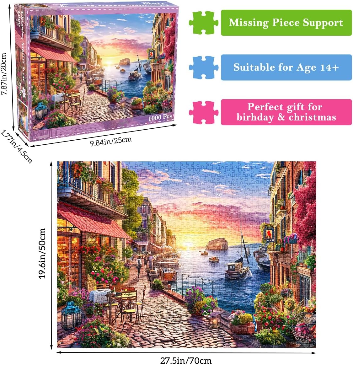 Puzzles for Adults 1000 Pieces,Seaview Campground Jigsaw Puzzle with 1:1 HD Poster, Perfect Interlocking No Dust, Stress Relief Ideal Gift for Family Games