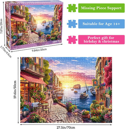 Puzzles for Adults 1000 Pieces,Seaview Campground Jigsaw Puzzle with 1:1 HD Poster, Perfect Interlocking No Dust, Stress Relief Ideal Gift for Family Games